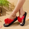 thumbnail image 6 of CHUMUD Womens Outdoor Fuzzy Flower Decor Toe Post Platform Flip-Flop Sandals, Casual Open Toe Slip-On Slippers, Lightweight Summer Beach Sandals, 6 of 9