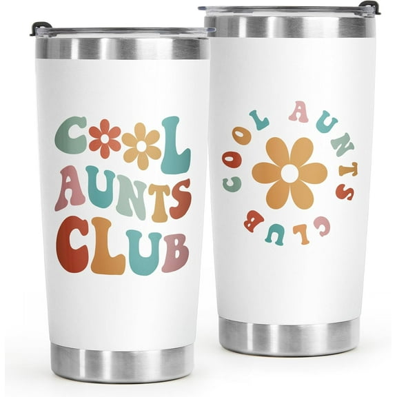 Aunt Gifts - Cool Aunts Club Tumbler 20 Oz, Best Aunt Ever Gifts, Aunt Birthday Gifts from Nephew Niece, Aunt Christmas Gifts, Funny Mothers Day Gifts for Aunt, New Aunt Coffee Cup