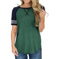 thumbnail image 1 of T-shirts à Manches Courtes pour Femmes Blouse Rayée à Blocs de Couleur Hauts Décontractés, 1 of 2