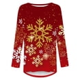 thumbnail image 5 of Levmjia Womens Christmas Tops Long Sleeves Winter Snowflake Printed Loose T-Shirt Blouse Round Neck Casual Plus Size Tops, 5 of 5