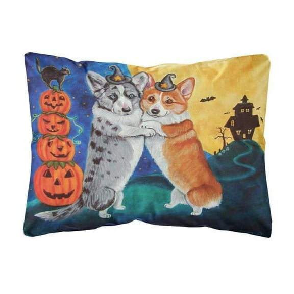 Corgi Halloween Scare Fabric Decorative Pillow