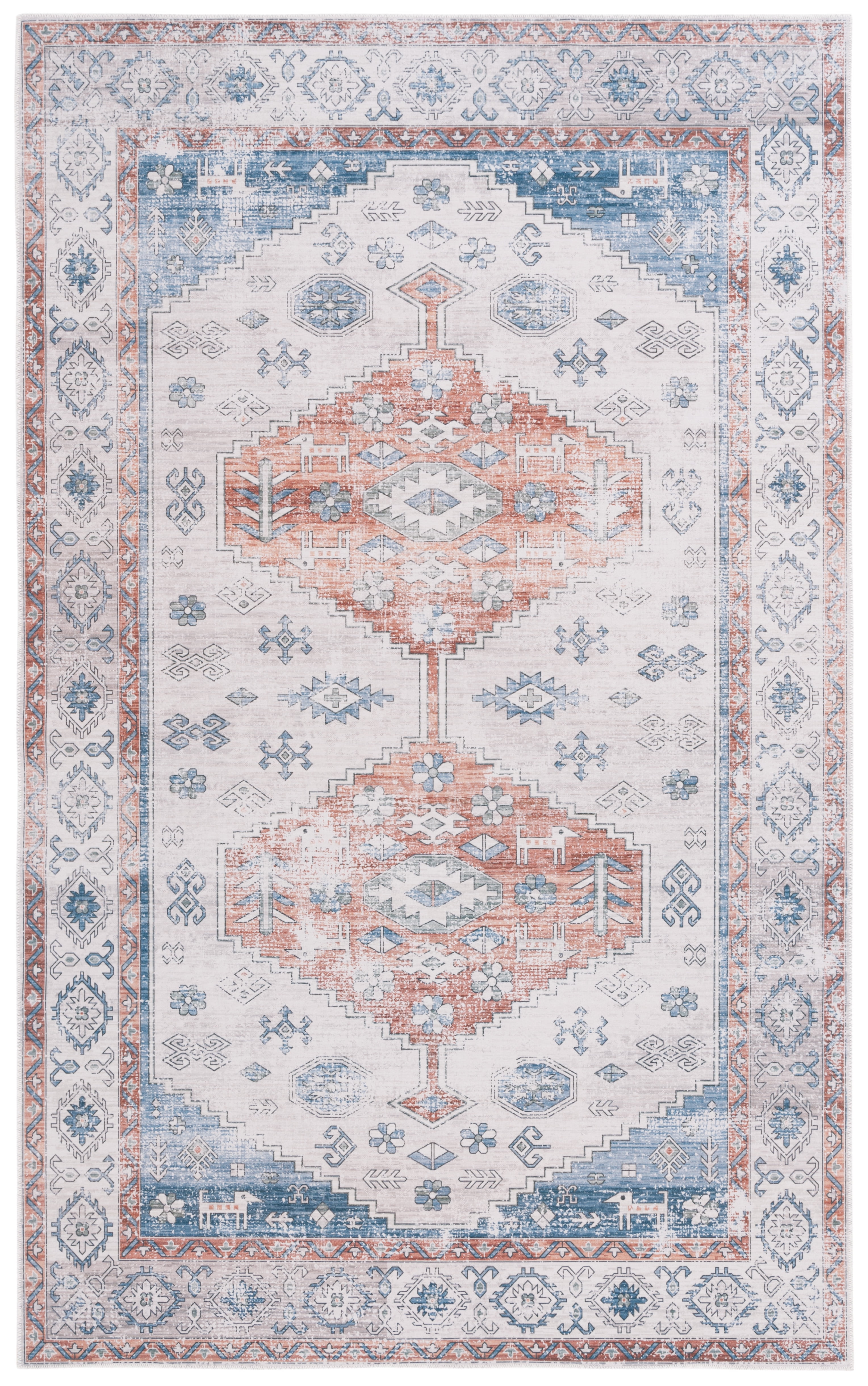 SAFAVIEH Arizona Shawn Medallion Machine Washable Area Rug, Rust/Beige, 5' x 8'