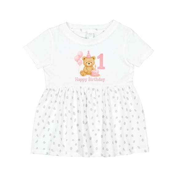Inktastic Cute Teddy Bear 1st Birthday Party Girls Baby Dress