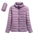 thumbnail image 2 of Tiqkatyck Womens Puffer Coat Women's Winter Warm Solid Color Stand Collar Hatless Ultra Light Down Jacket Puffer Jacket Womens Winter Jackets for Women Purple L, 2 of 5