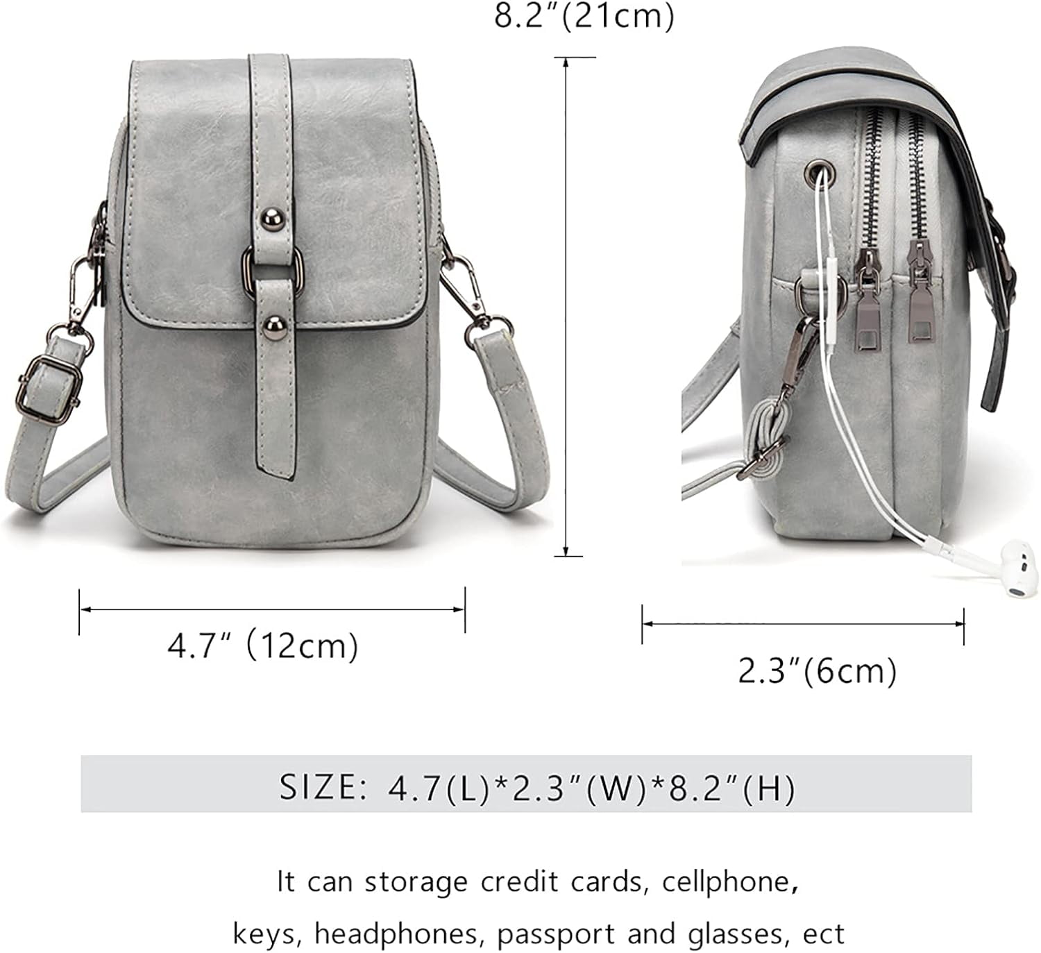 Vintage Crossbody Phone Bag for Women, Small Leather Shoulder Purse and Handbag with Tassel&Rivet Decoration