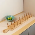 thumbnail image 3 of Wood Taco Holder Stand, 16 in Tortilla Crepe Rack with Handle, Multiple Posts Design, Space Saving, Reusable, Natural Wood Taco Serving Tray for Kitchen, Parties, Buffets, 3 of 8