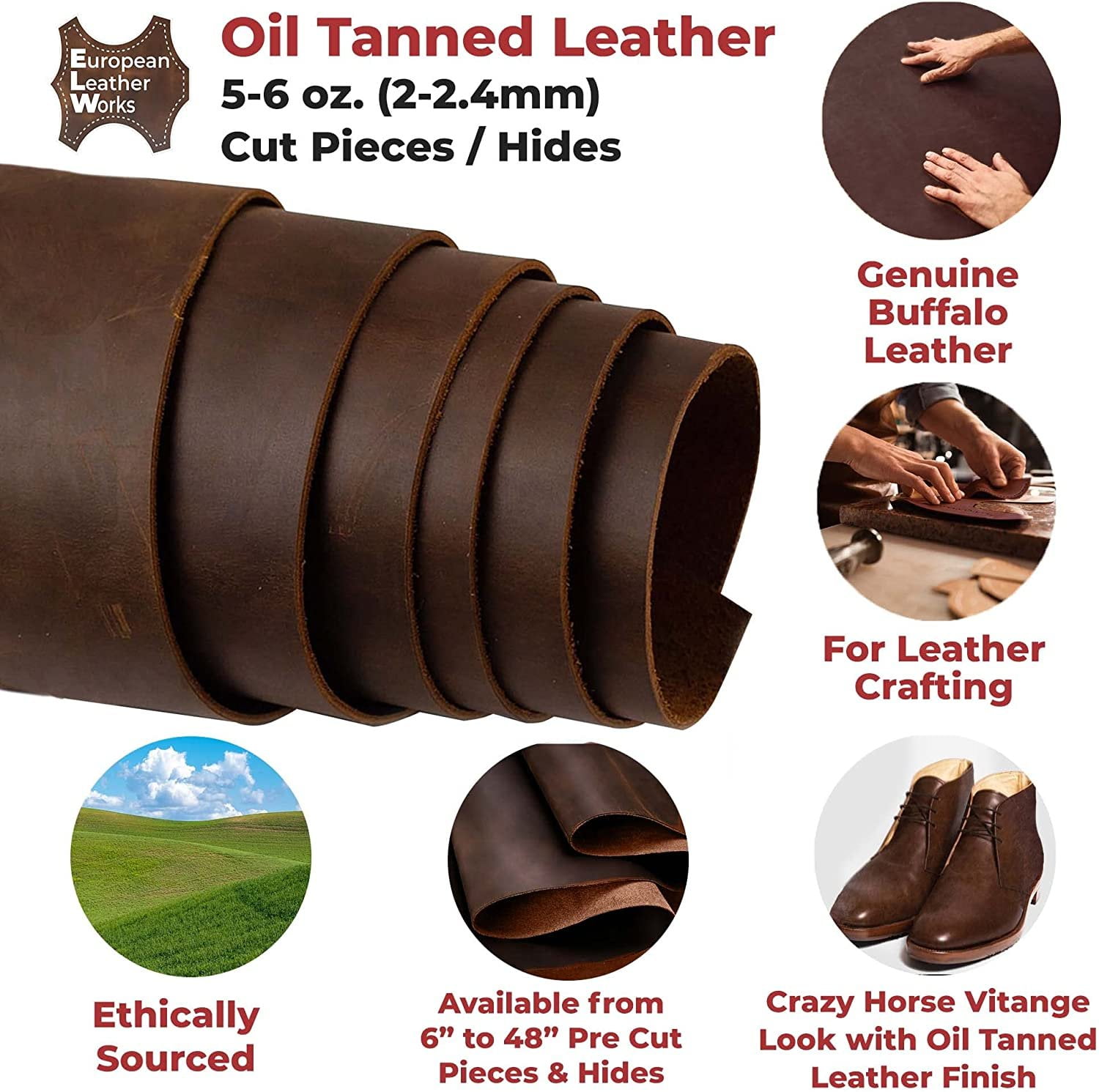 Lot of Oil Tanned Leather Scraps