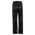 thumbnail image 5 of Petite Pants for Women Elastic Waist 2025 Solid Color Fashion Sequined Wide Leg Casual Trousers Trendy Dressy Black M, 5 of 8