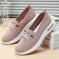 thumbnail image 4 of DADAWEN Women's Slip On Knit Flats Shoes Mesh Walking Loafers Shoes Casual Work Nursing Sneakers Pink 6US, 4 of 5