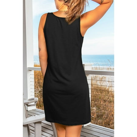 

GCKG Women s Black NOBODY IS PERFECT Graphic Pocketed Sleeveless Dress (US 8-10)M