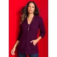 thumbnail image 3 of Roaman's Women's Plus Size Thermal Waffle Hoodie Zip Up Cardigan Jacket, 3 of 6
