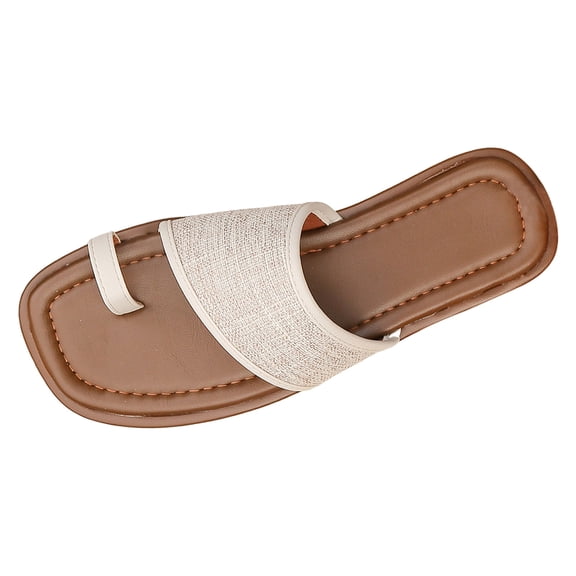 IUJSOY Flat Sandals for Women Flip FLops Slides Samdal CAsual Single Band Slip on Summer Beach Shoes