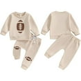 thumbnail image 2 of JTieaclothes Baby Boy Outfits Football Print Sweatshirt Top With Elastic Pant 2Pcs Toddler Fall Winter Clothes Set,Boys Outfit Sets Sizes 2-3 Years, 2 of 7
