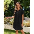 thumbnail image 4 of Vestido Zeagoo Summer de algodón y lino, manga corta, cuello en V, negro, 4 of 6