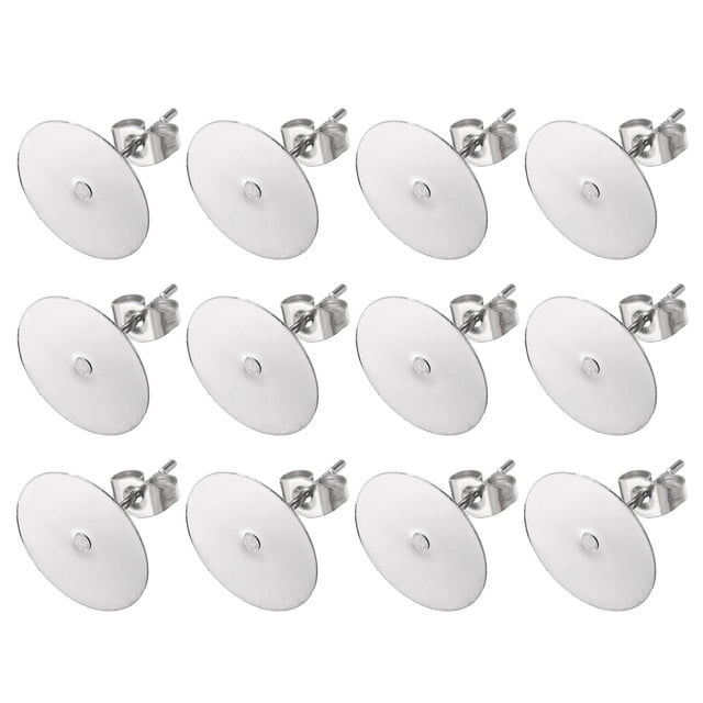100 Piezas de Puntos de Aretes, Pin de Oreja de 12mm con Respaldos de Mariposa, Plata