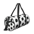 thumbnail image 3 of Xecao Soccer Ball print Round Travel Duffel Bag is a foldable gym bag with an inner pocket, perfect for travel sports, 3 of 8