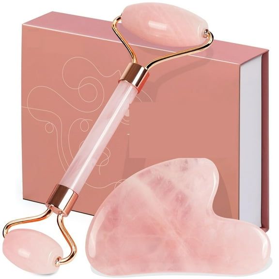 Zeya Roller & Gua Sha, Face Roller, Facial Beauty Roller Skin Care Tools, Self Care Gift for Men Women, Massager for Face, Eyes, Neck, Relieve Fine Lines and Wrinkles - Rose Quartz