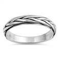 thumbnail image 1 of Thin Braided Weave Thumb Criss Cross Ring .925 Sterling Silver Band Jewelry Female Male Size 6, 1 of 4