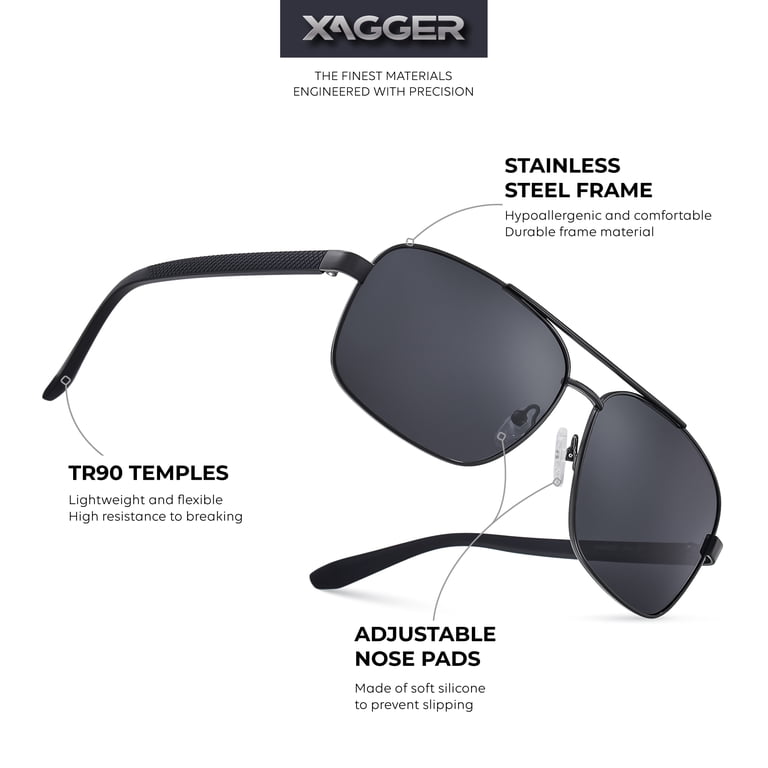 Xagger Polarized Square Aviator Sunglasses for Men Classic  display picture 3