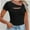 Black, variant on Womens Fashion Fall Clothes One Piece Cutout Tops short Sleeve Slim Fitted Shirts Tee Tshirts