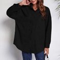 thumbnail image 2 of Chaqueta de pana de largo medio con botones en la parte delantera y detalle de paneles, hombros caídos y mangas largas - Negro XL, 2 of 5