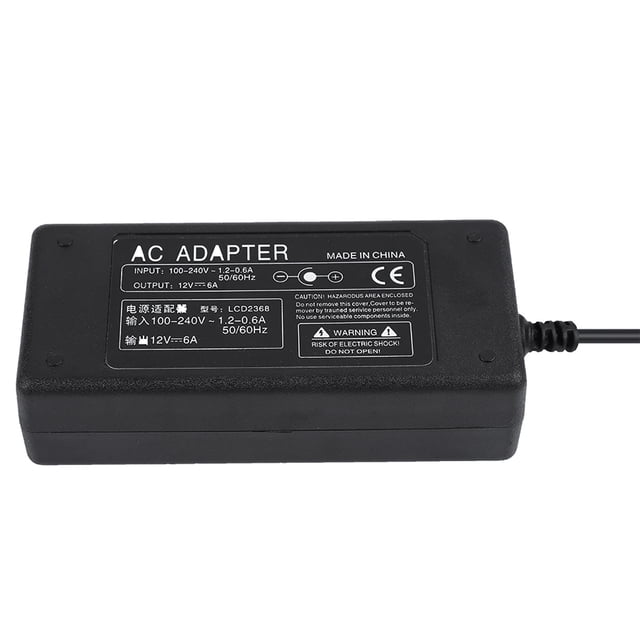 Fuente de Alimentacio CC, 72W 12V6A 5,5x2,5 mM Convertidor de CA A CC Adaptador de CA A CC Adaptador de CA CC Adaptador de CA Antinuterencia con Proteccionar de Varios