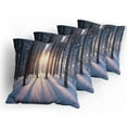thumbnail image 5 of Ambesonne Forest Throw Pillow Cover 4 Pack, Sunset at Wintertime, 18", Brown White, 5 of 7