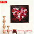 thumbnail image 5 of 2D Flat, Large Heart-Shaped Wooden Art Sign - Red Pink White Hearts Farmhouse Wall Plaque with Frame, 12x12 Inch Retro Valentine' Day Decoration Suitable for Desk, Wall, Kitchen, Cafe - Grain Tabl, 5 of 8
