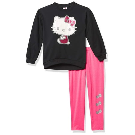 Hello Kitty Girls' Fleece Sweatshirt and Legging Set, Black, 4T ...