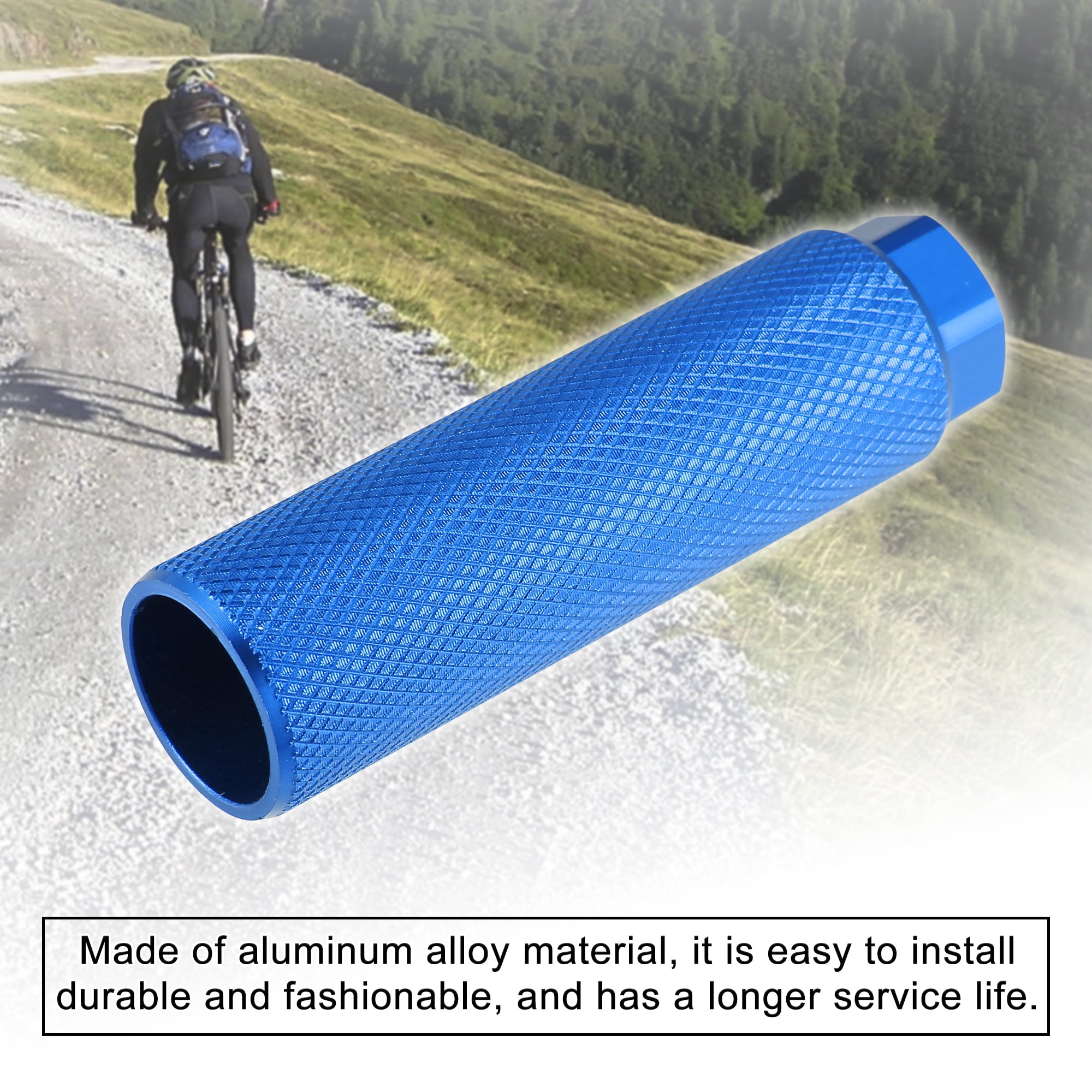 Unique Bargains Pair Aluminum Alloy Rear Foot Pegs Universal Bike Fit 3/8 Inch Axles Blue