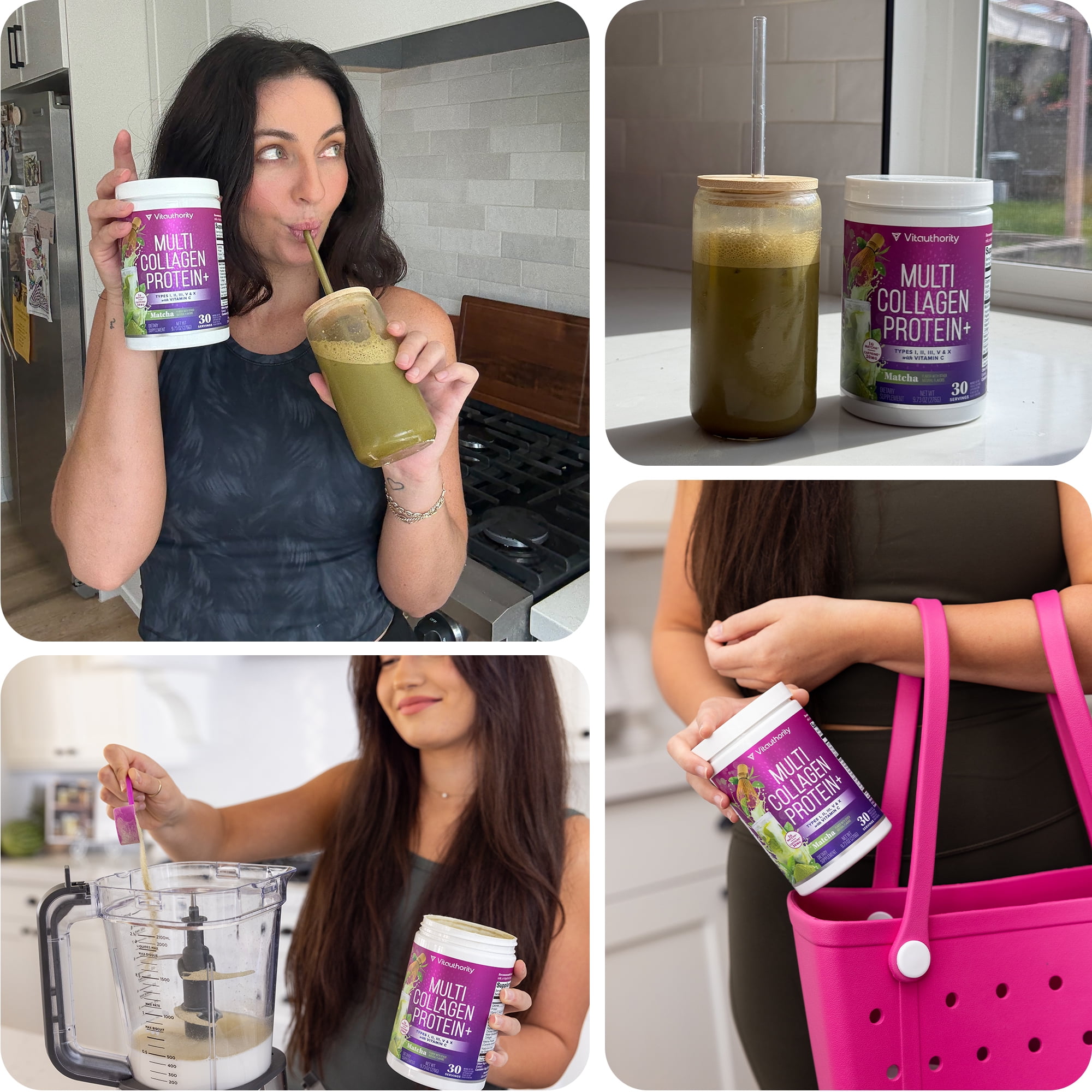 Muti Collagen Protein Powder Multi Collagen Peptides Powder for Women -for Hair Skin and Nails Matcha Flavored - 30 Servings