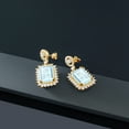 thumbnail image 4 of Gem Stone King 18K Yellow Gold Plated Silver Sky Blue Topaz Dangle Earrings for Women (19.30 Cttw, Gemstone November Birthstone, Emerald Cut 14X10MM), 4 of 4