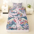 thumbnail image 3 of jejeloiu Cute Floral Shark Print Twin Sheets For Girls,Pastel Ocean Flower Bedding,Pink Blue,3-Piece,1 Fitted Sheet and 1 Pillowcase, 3 of 6