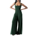 thumbnail image 3 of HBFAGFB Jumpsuits for Women Square Neck Ribbed Wide Leg Sleeveless High Waist Pant Rompers AG Size L, 3 of 9