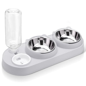 Abaima 3-in-1 Stainless Steel Cat Bowl Set with Auto Waterer