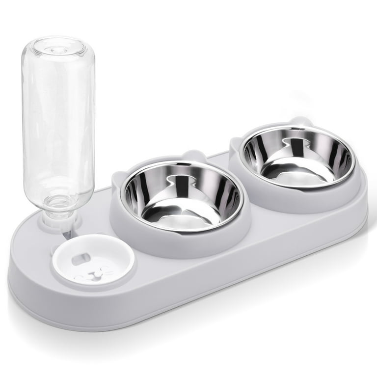 Abaima 3-in-1 Stainless Steel Cat Bowl Set with Auto Waterer photo 1