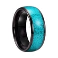 thumbnail image 3 of PAMTIER Men's Women's Stainless Steel High Polished Blue Stone Inlay Dome Ring Black Size 12, 3 of 3