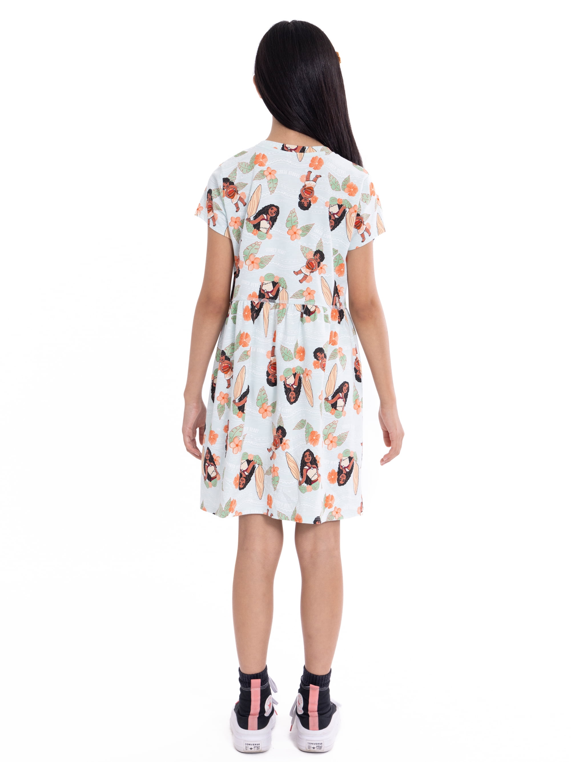 Moana Girls Dress with Short Sleeves, Sizes XS-L