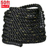 "Yaheetech 1.5"" Poly Polyester 50ft Battle Rope Exercise Fitness Workout Strength Training Undulation,Black"