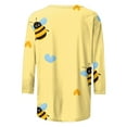 thumbnail image 4 of CYMMPU Spring Tops Crew Neck 3/4 Sleeve Bee Graphic Tunic Tops Loose Fit Summer Fashion Shirts Blouses for Women Dressy Casual Cute Animals T-Shirts M, 4 of 5