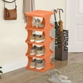 thumbnail image 5 of AuroraX Stackable Shoe Rack Tall Narrow Orange 5 Tier Shoe Rack Organizer Vertical Corner Sturdy Free Standing Space-Saving Minimalist Cute Shoe Storage Organizer for Closet,Entryway,Door, 5 of 6