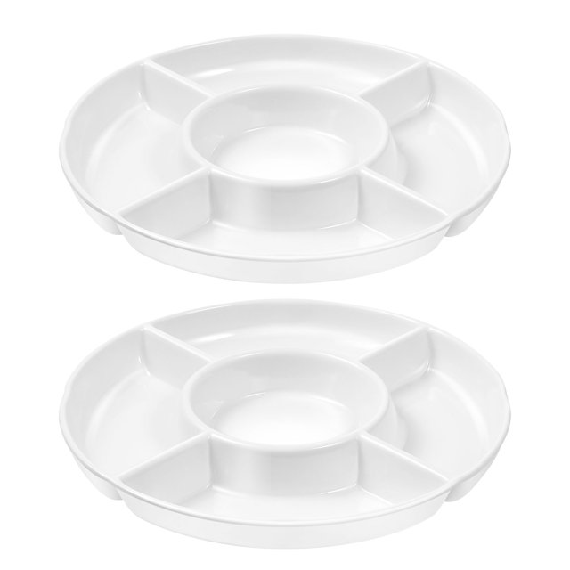 2pcs Appetizer Serving Trays Divided Snack Trays 5-Section Fruit Plates Home Restaurant Serving Platter