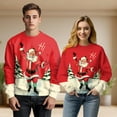 thumbnail image 3 of Retro Santa Hi Christmas Sweatshirt, Vintage Ice Skating Santa Red Holiday Crewneck, Classic Christmas Pullover for Men Women, 3 of 6