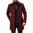 thumbnail image 3 of FRSASU Men's Mid‑Length Overcoat Single‑Breasted Notched Lapel Collar Warm Casual Business Winter Outerwear Coat Wine, 3 of 6