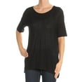 thumbnail image 2 of KENSIE Womens Black Sheer Short Sleeve Jewel Neck Top XS, 2 of 3