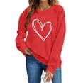 thumbnail image 2 of BLTIBY Valentine Shirts for Women Love Heart Printed Sweater Long Sleeve Round Neck Pullover Blouse Fashion Casual Valentines the Day Top Red 2 M, 2 of 8