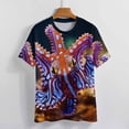 thumbnail image 3 of Octopus in The Mysterious Ocean Womens Tops Women's Fashion Casual Short Sleeve Flower Print Round Neck Pullover Top Blouse, 3 of 6