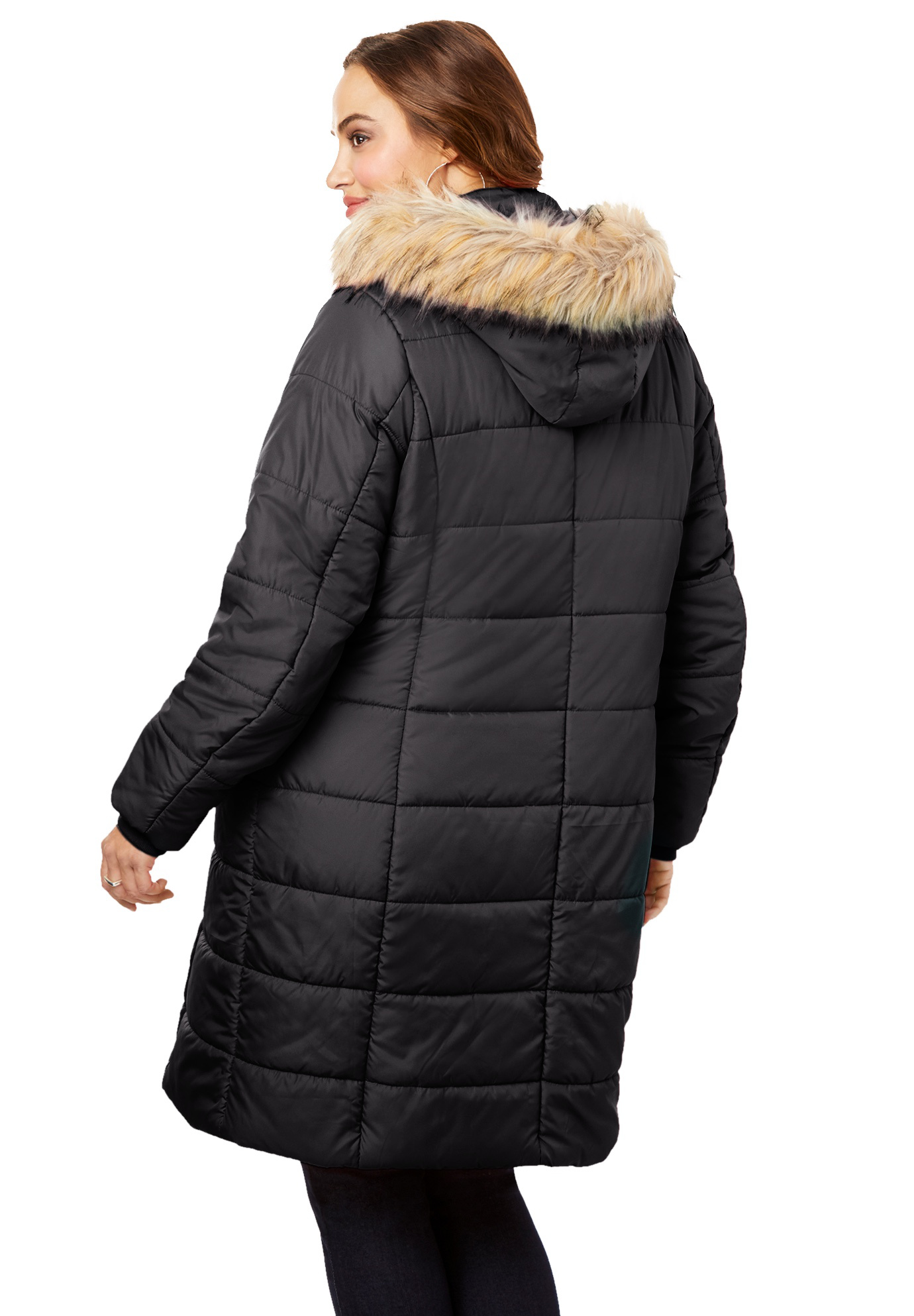 Roaman's Women's Plus Size Mid-Length Puffer Jacket With Hood Winter Coat -  Walmart.com