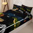 thumbnail image 3 of Metsweet Cartoon Dino Zipper Twin Comforter Sets with Fitted Sheet and 2 Pillowcases, Graffiti Dinosaur Skeleton Zipper Bedding Set, Brown Black White,4-Piece,Black Reversible, 3 of 6