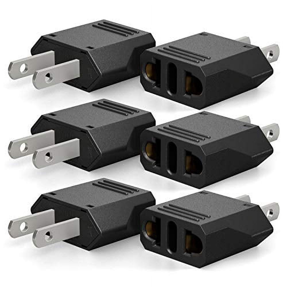 Europe to American Outlet  Plug Adapter, Unidapt European  EU to US Travel  Power Adapter Plug, EU/Italy  to USA/Kanada Outlets Converter  Wall Plug AC Adapters  - Type A (6-Pack,  Black)